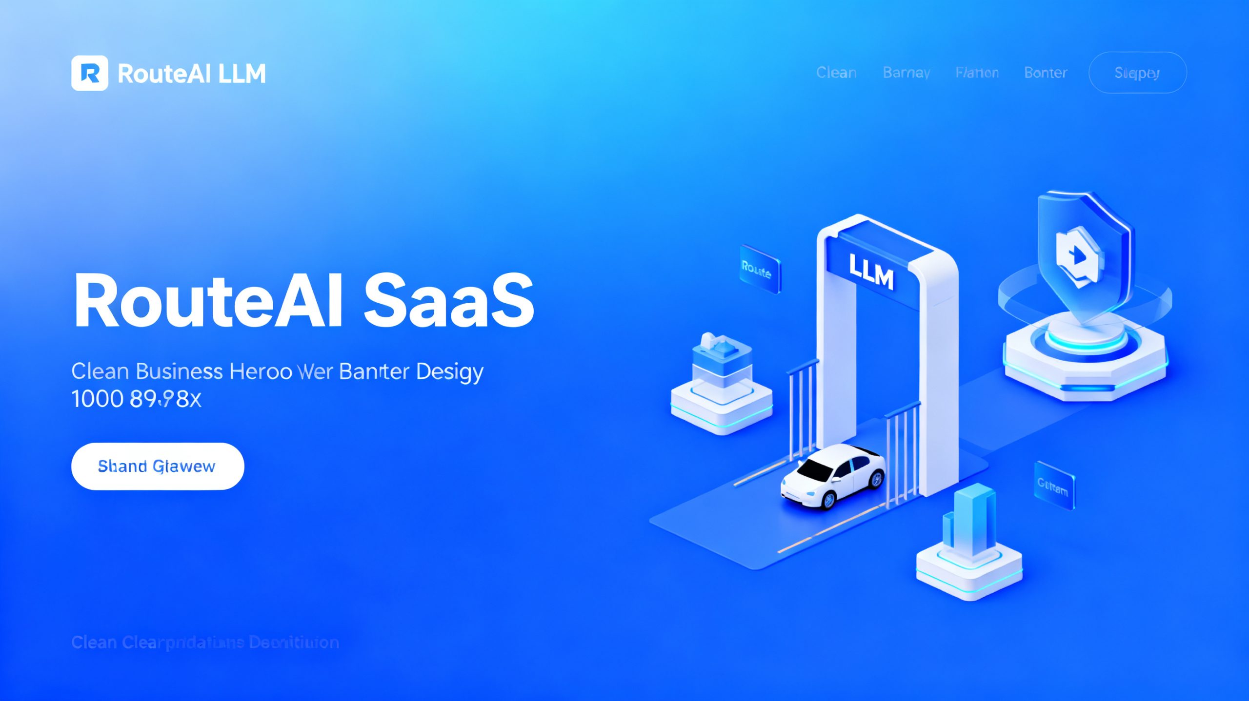 clean saas banner, routeai llm gateway tech background, mini 1